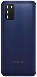 Задняя крышка корпуса Samsung Galaxy A03s A037 со стеклом камеры  Blue