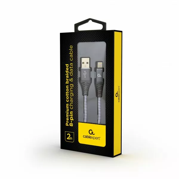 Кабель Cablexpert Premium USB-A - Lightning 10.5w 2м cable Grey (CC-USB2B-AMLM-2M-WB2) - фото 2