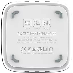 Мережевий зарядний пристрій з швидкою зарядкою ColorWay 1QC3.0+5AutoID 6USB 7A White (CW-CHS019Q-WT) - мініатюра 7