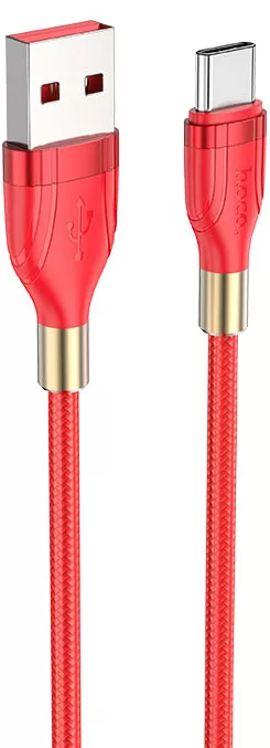 Кабель Hoco U92 Gold Collar USB-A - Type-C 15w 3a 1.2м cable Red - фото 1