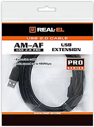 Кабель (шлейф) REAL-EL Pro USB 2.0 AM-AF 2M Black (EL123500028) - миниатюра 3