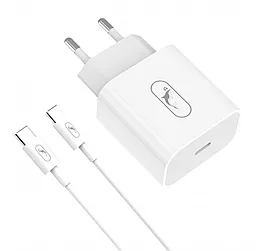 Сетевое зарядное устройство SkyDolphin SC38T 2.4a USB-C home charger + USB-C to USB-C cable white (MZP-000183)