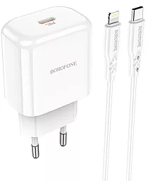 Сетевое зарядное устройство с быстрой зарядкой Borofone BN3 Premium PD 20W + Type-C to Lightning Cable White