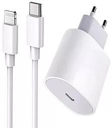 Сетевая быстрая зарядка для iPhone 18w USB-C Power Adapter + USB-C to Lightning cable white - фото Сетевая быстрая зарядка для iPhone 18w USB-C Power Adapter + USB-C to Lightning cable white