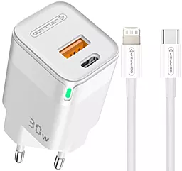 Мережевий зарядний пристрій Jellico C44 30W PD/QC USB-A-C + USB-C - Lightning cable white
