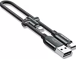 USB Кабель Baseus Portable 0.23M 2-in-1 USB to micro USB/Type-C Cable Black - мініатюра 2