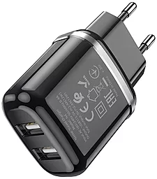 Сетевое зарядное устройство Hoco N4 Aspiring 2USB 12W Black - миниатюра 3