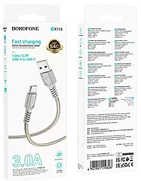 Кабель Borofone BX116 Certain USB-A - Type-C 15w 3a 1м cable Gray - миниатюра 4 Кабель Borofone BX116 Certain USB-A - Type-C 15w 3a 1м cable Gray - миниатюра 4