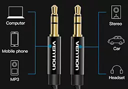 Аудио кабель Vention AUX mini Jack 3.5mm M/M cable 1 м black (BAGBF) - миниатюра 5