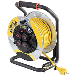 Удлинитель на катушке Stanley Fatmax 25м 3x2.5мм2 IP44 3200Вт 4 розетки с крышками, алюминий (SXECCM2FESE) - фото Удлинитель на катушке Stanley Fatmax 25м 3x2.5мм2 IP44 3200Вт 4 розетки с крышками, алюминий (SXECCM2FESE)