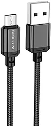 Кабель Borofone BX87 Sharp USB-A - micro USB 12w 2.4a 1м cable Black - фото Кабель Borofone BX87 Sharp USB-A - micro USB 12w 2.4a 1м cable Black