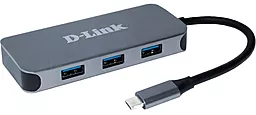 Мультипортовый USB Type-C хаб D-Link 6-in-1 USB3.1 gray (DUB-2335)