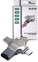 Кардридер Argus USB2.0/USB Type C/ Micro-USB/Lightning, TF (R-010) - миниатюра 2
