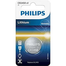 Батарейки Philips CR2450 Lithium 1шт (CR2450/10B) 3 V