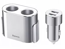 Автомобильное зарядное устройство с разветвителем прикуривателя Baseus High Efficiency 15.5w 2xUSB-A ports + 2 cigarette lighter silver (CRDYQ-0S) - фото Автомобильное зарядное устройство с разветвителем прикуривателя Baseus High Efficiency 15.5w 2xUSB-A ports + 2 cigarette lighter silver (CRDYQ-0S)