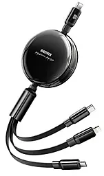 Універсальний кабель Remax RC-C182 3-in-1 USB Type-C to Type-C/Lightning/micro USB 100w 5a 1.2м PD cable Black