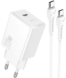 Мережевий зарядний пристрій Hoco N68 Nuevo 20w PD USB-C fast charger + USB-C to UBS-C cable white - фото Мережевий зарядний пристрій Hoco N68 Nuevo 20w PD USB-C fast charger + USB-C to UBS-C cable white