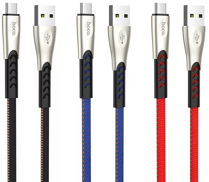 Кабель Hoco U48 Superior Speed USB-A - micro USB 12w 2.4a 1.2м cable Blue - фото 4
