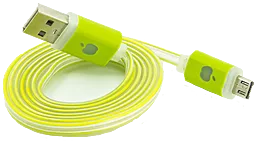 USB Кабель NICHOSI Cable LED-Flat Micro USB (Apple Style) Green