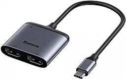 USB Type-C хаб Baseus Enjoyment Series 2xHDMI to USB-C PD 60W 3A Gray (CAHUB-I0G)