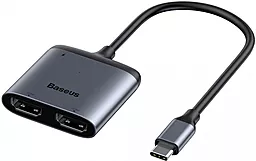USB Type-C хаб Baseus Enjoyment Series 2xHDMI to USB-C PD 60W 3A Gray (CAHUB-I0G) - фото USB Type-C хаб Baseus Enjoyment Series 2xHDMI to USB-C PD 60W 3A Gray (CAHUB-I0G)