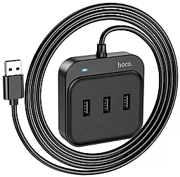 USB-A хаб Hoco HB31 Easy 4-in-1 4xUSB2.0 1.2m Hub Black - мініатюра 3