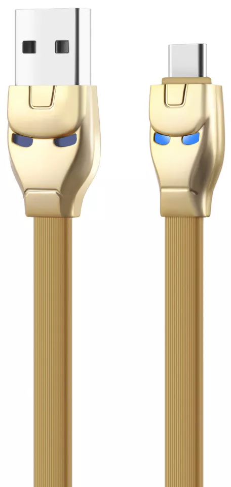 Кабель Hoco U14 Steel man USB-A - Type-C 12w 2.4a 1.2м cable Gold - фото 1