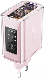 Сетевое зарядное устройство AceFast Sparkling Series Cherry Blossom A45 65w GaN PD 2xUSB-C/USB-A ports car charger pink
