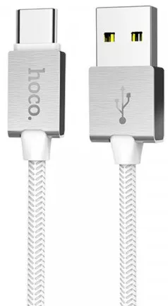 Кабель Hoco U49 Refined Steel USB-A - Type-C 12w 2.4a 1.2м cable White - фото 1