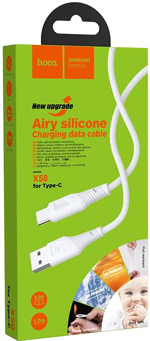 Кабель Hoco X58 Airy USB-A - Type-C 15w 3a 1м сable White - фото 5