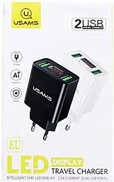 Сетевое зарядное устройство Usams Travel charger LCD 2 USB 2.1A White (US-CC040) - миниатюра 3