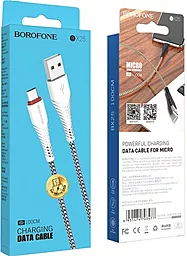 Кабель Borofone BX25 Powerful USB-A - micro USB 12w 2.4a 1м cable White - мініатюра 5