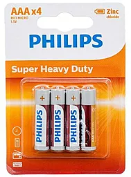 Батарейки Philips AAA / R03 Super Heavy Duty 4шт (R03L4B/10) 1.5 V