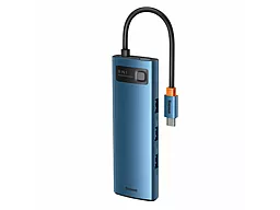 Мультипортовый USB Type-C хаб (концентратор) Baseus Metal Gleam Series 8-in-1 Type-C Blue (WKWG000103)