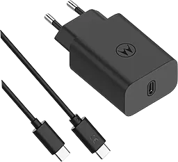 Мережевий зарядний пристрій Motorola Original 30W GaN PD USB-C fast charger + USB–С to USB-C cable black (SJMC302P) - фото Мережевий зарядний пристрій Motorola Original 30W GaN PD USB-C fast charger + USB–С to USB-C cable black (SJMC302P)