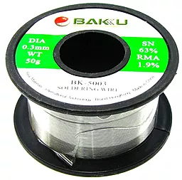 Припій дротяний Baku (Sn63Pb35.1+Flux1.9%) BK-5003 0.3мм 50г