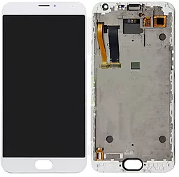 Дисплей Meizu MX5, MX5e (M575) с тачскрином и рамкой, (OLED), White