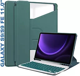 Чехол для планшета BeCover с безпроводной клавиатурой для Samsung Galaxy Tab S9, S9 FE Dark Green (710428) - фото Чехол для планшета BeCover с безпроводной клавиатурой для Samsung Galaxy Tab S9, S9 FE Dark Green (710428)