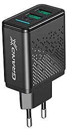 Сетевое зарядное устройство с быстрой зарядкой Grand-X 15.5w QC3.0 2xUSB-A ports home charger black (CH-60)