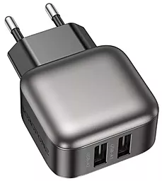 Сетевое зарядное устройство Borofone BAS51A Absolute 2.4a 2xUSB-A ports charger black - фото Сетевое зарядное устройство Borofone BAS51A Absolute 2.4a 2xUSB-A ports charger black