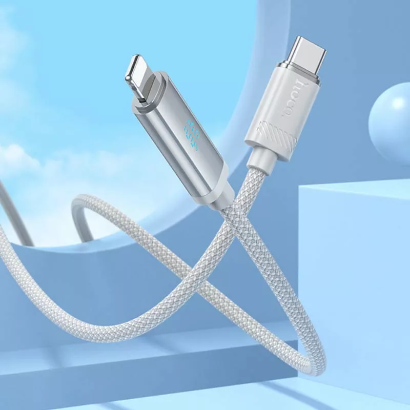 Кабель Hoco U127 USB Type-C - Lightning 27w 3a 1.2м PD сable silver - фото 4
