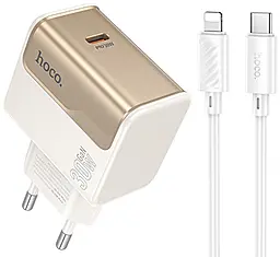 Мережевий зарядний пристрій Hoco CS72A Star Speed 30w GaN PD USB-C fast charger + USB-C to Lightning cable white - фото Мережевий зарядний пристрій Hoco CS72A Star Speed 30w GaN PD USB-C fast charger + USB-C to Lightning cable white