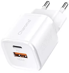 Мережевий зарядний пристрій Charome C10 Pure 20w PD/QC USB-C/USB-A ports fast charger white