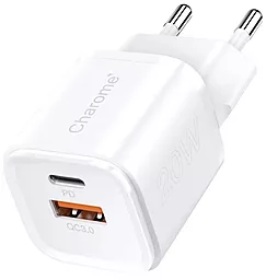 Мережевий зарядний пристрій Charome C10 20w PD USB-C/USB-A ports charger white - фото Мережевий зарядний пристрій Charome C10 20w PD USB-C/USB-A ports charger white