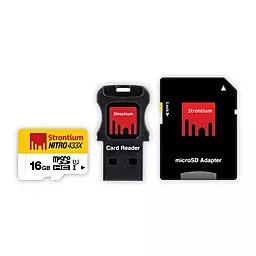 Карта пам'яті Strontium microSDHC 16GB Nitro 433X Class 10 USH-I U1 + SD-адаптер (SRN16GTFU1C)