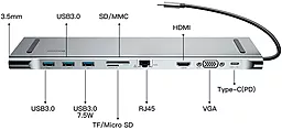 Мультипортовий USB-A хаб Baseus Enjoyment Series USB-C 11 in 1 Adapter Space Grey (CATSX-G0G) - мініатюра 4