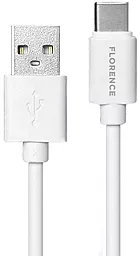 Кабель USB Florence 10W 2A USB Type-C Cable White (FL-2110-WT)