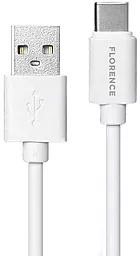 Кабель Florence USB-A - Type-C 10w ca1м cable ble White (FL-2110-WT)