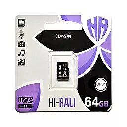 Карта пам'яті Hi-Rali microSDXC 64GB Class 10 UHS-I U1 (HI-64GBSDCXCL10-00) - фото Карта пам'яті Hi-Rali microSDXC 64GB Class 10 UHS-I U1 (HI-64GBSDCXCL10-00)