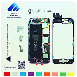 Магнітний мат Mechanic для розкладки гвинтів і запчастин при розборі Apple iPhone 5 - фото Магнітний мат Mechanic для розкладки гвинтів і запчастин при розборі Apple iPhone 5